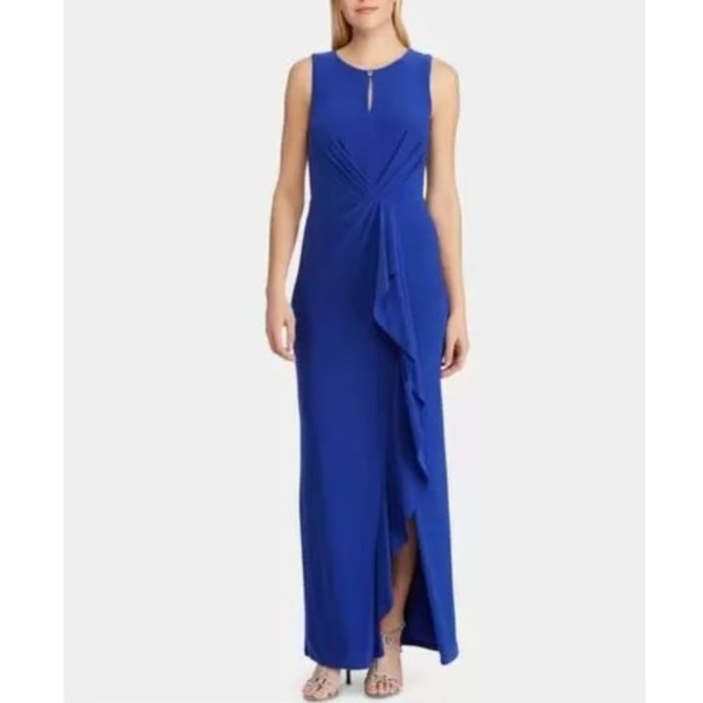 RALPH LAUREN Sleeveless Keyhole Maxi Sheath Dress
